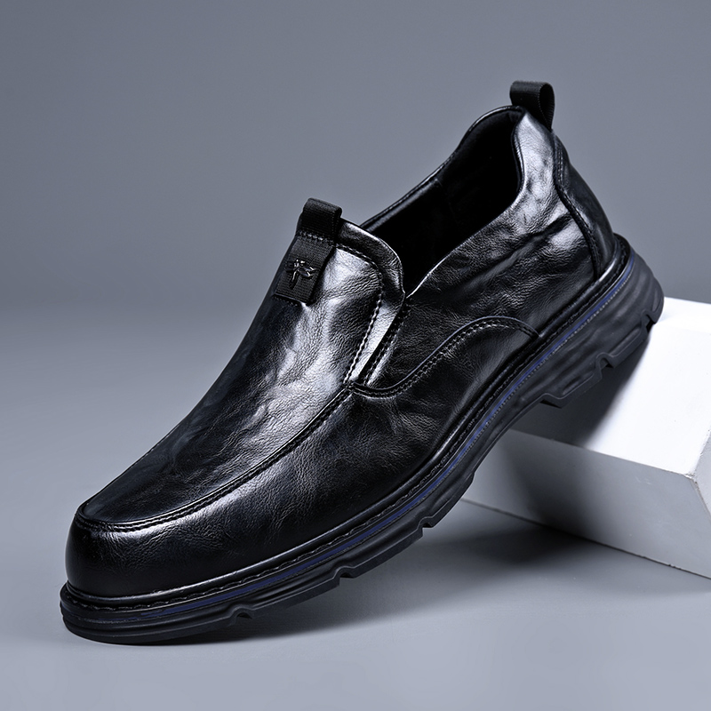 （胎牛皮）0509秋季新款男士套脚商务休闲皮鞋软底男鞋一脚蹬懒人鞋