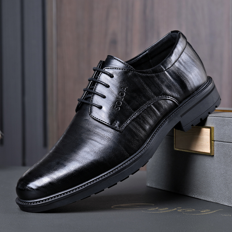 0506秋季男士新款系带商务皮鞋真皮时尚休闲皮鞋透气软底正装男鞋