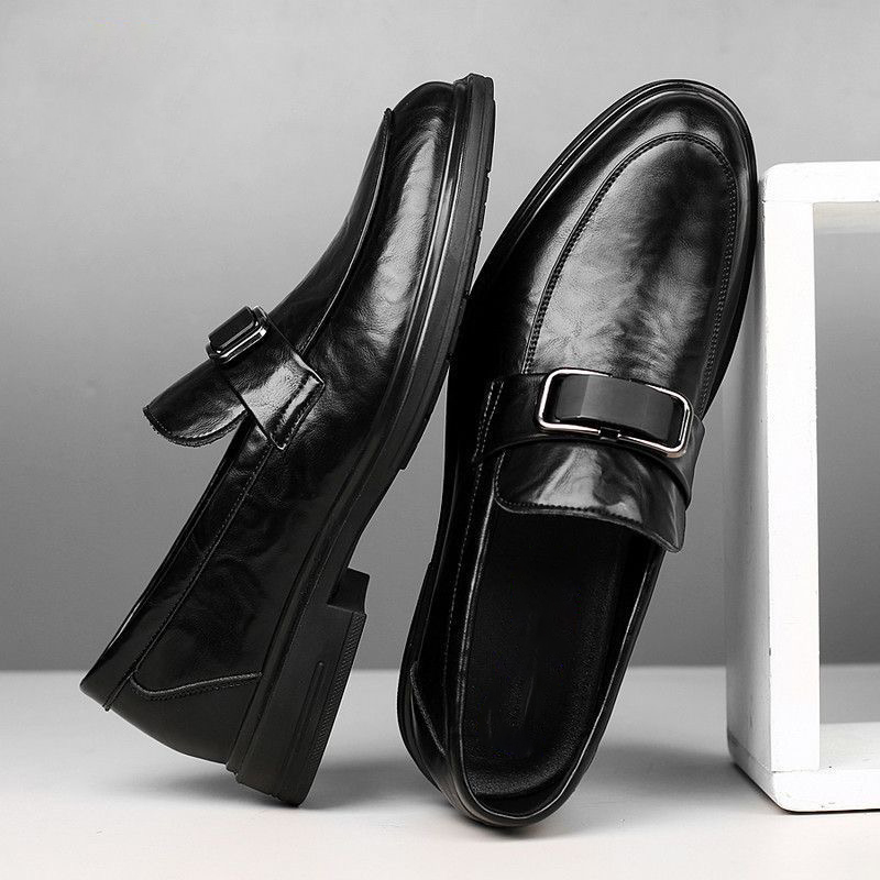 （头层羊皮）0402休闲皮鞋秋季男士套脚真皮男鞋一脚蹬懒人鞋皮鞋子