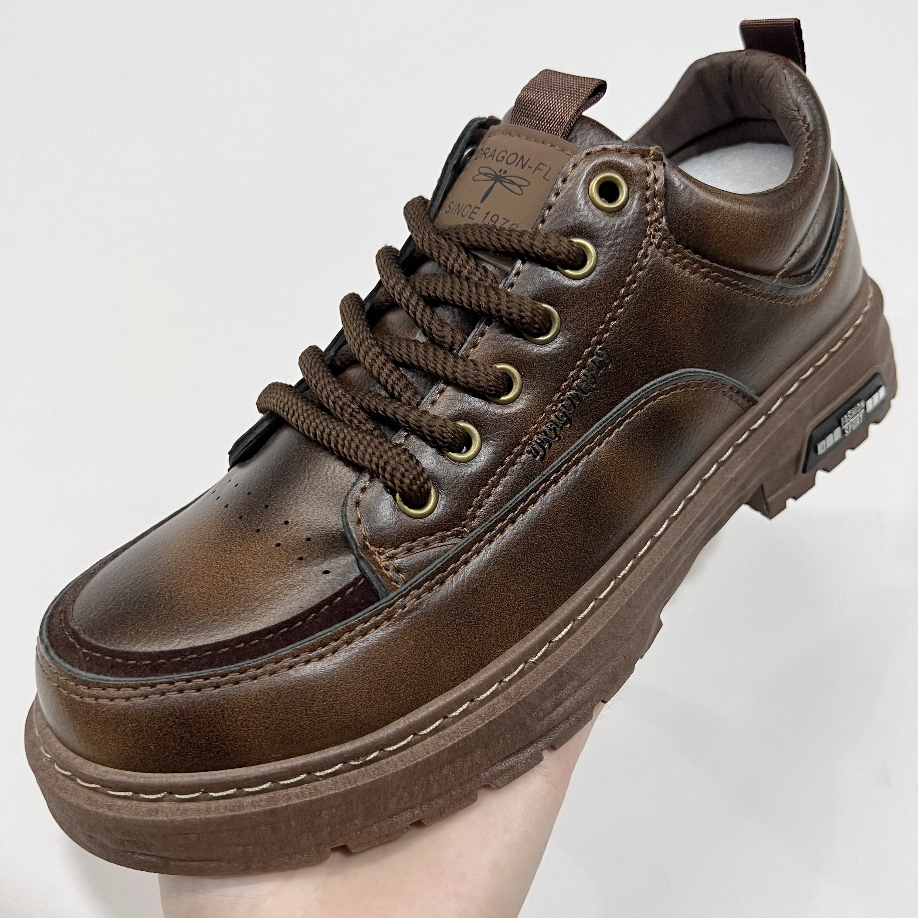 【头层牛皮】QT032秋季男士时尚休闲皮鞋百搭大头皮鞋工装真皮男鞋