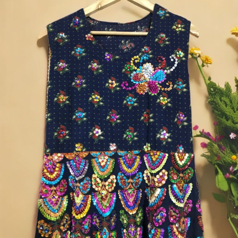 女式绣珠长连衣裙