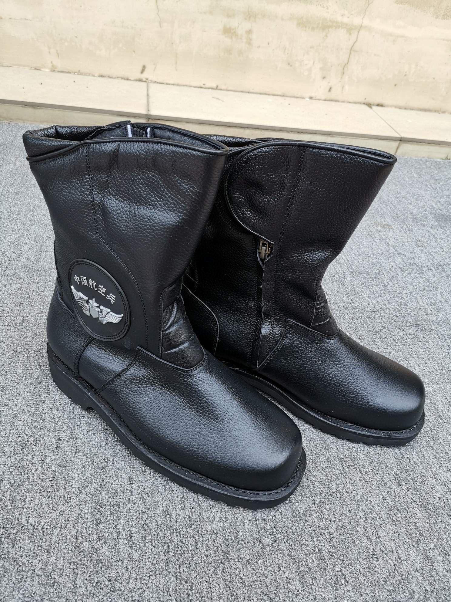 正品02冬飞行皮靴飞行员专用毛皮靴全牛皮靴防寒靴保暖加厚