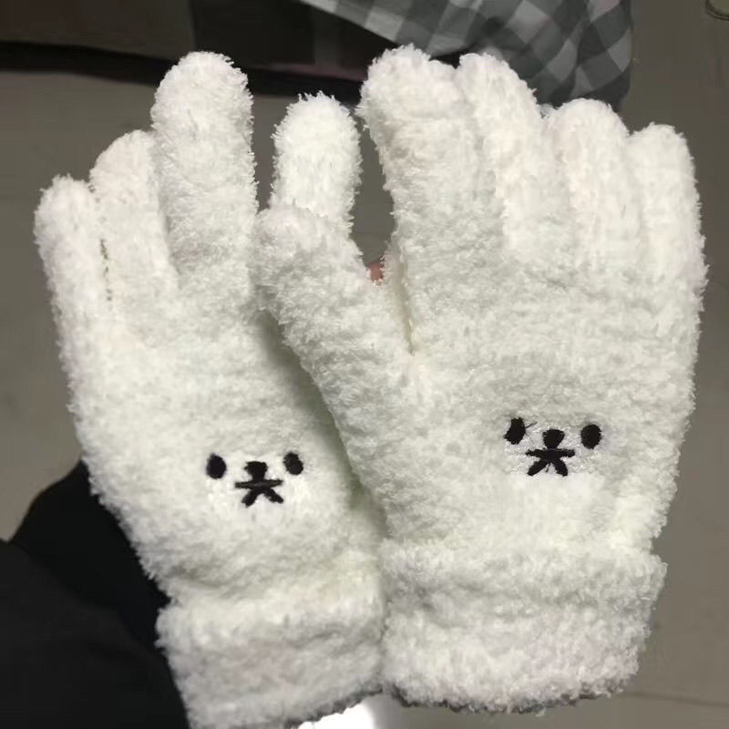 ins日系少女冬季骑行毛绒手套女可爱软妹加厚保暖情侣闺蜜礼物