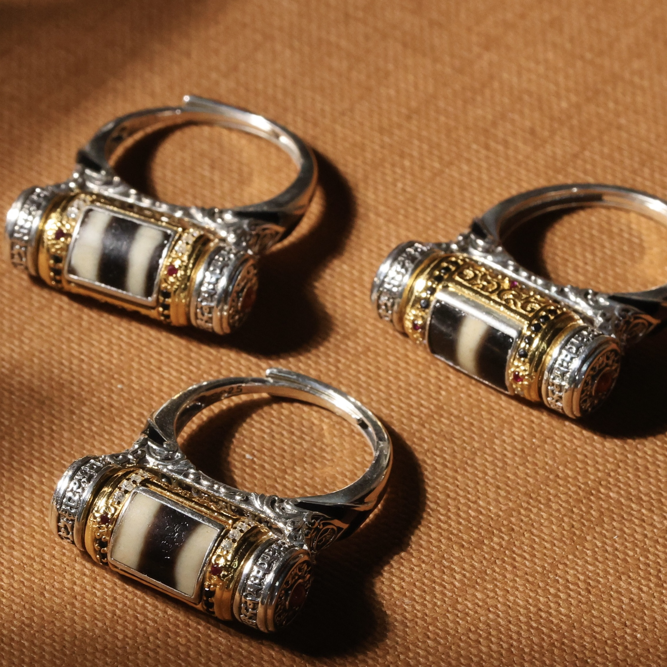 壹加师姐|手工设计大黑天银镶药师戒指多样性发一个0240V