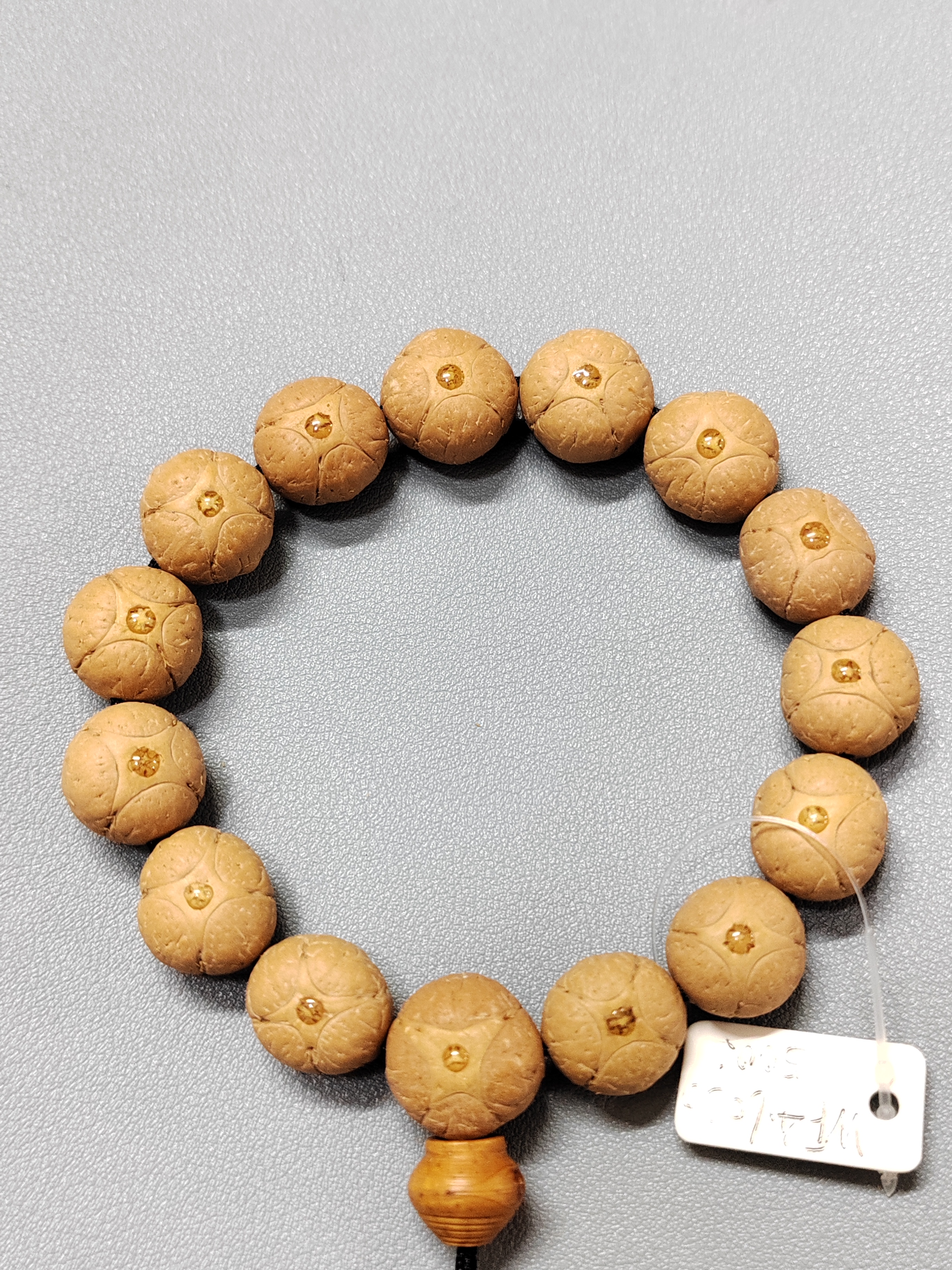 【WF416030】16.0-16.49mm尼泊尔麒麟眼菩提手串14颗文玩手串配三通