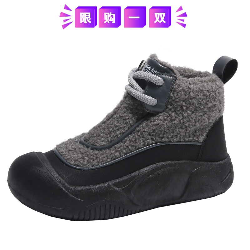 断码意尓康2023秋冬新款软底马丁靴加绒高帮防滑百搭厚底保暖棉鞋