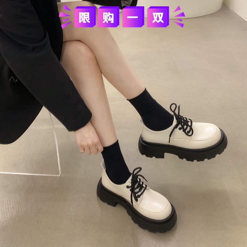断码意尓康2023春夏新款英伦风校园小皮鞋学生百搭气质厚底女单鞋