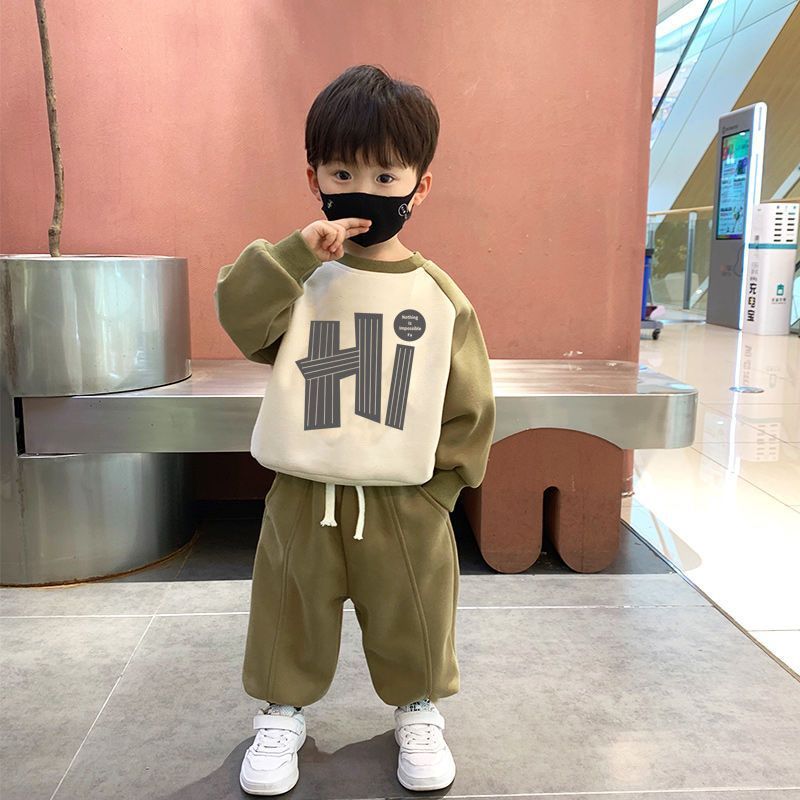 男童冬装美德加绒冬季宝宝中大童卫衣卫裤两件套洋气运动服潮