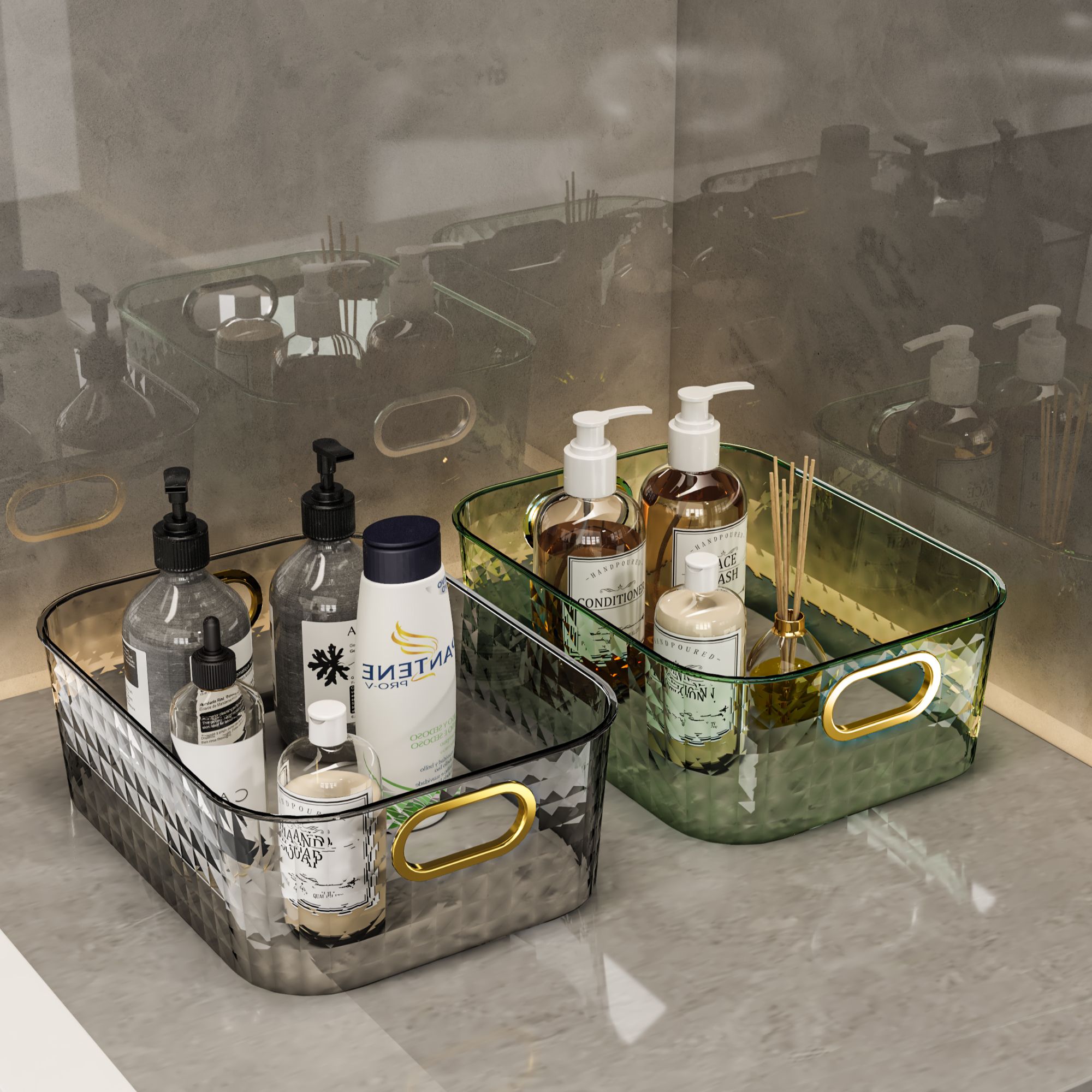 【两个装】亚克力桌面化妆品收纳盒浴室化妆盒大容量置物抽屉收纳盒