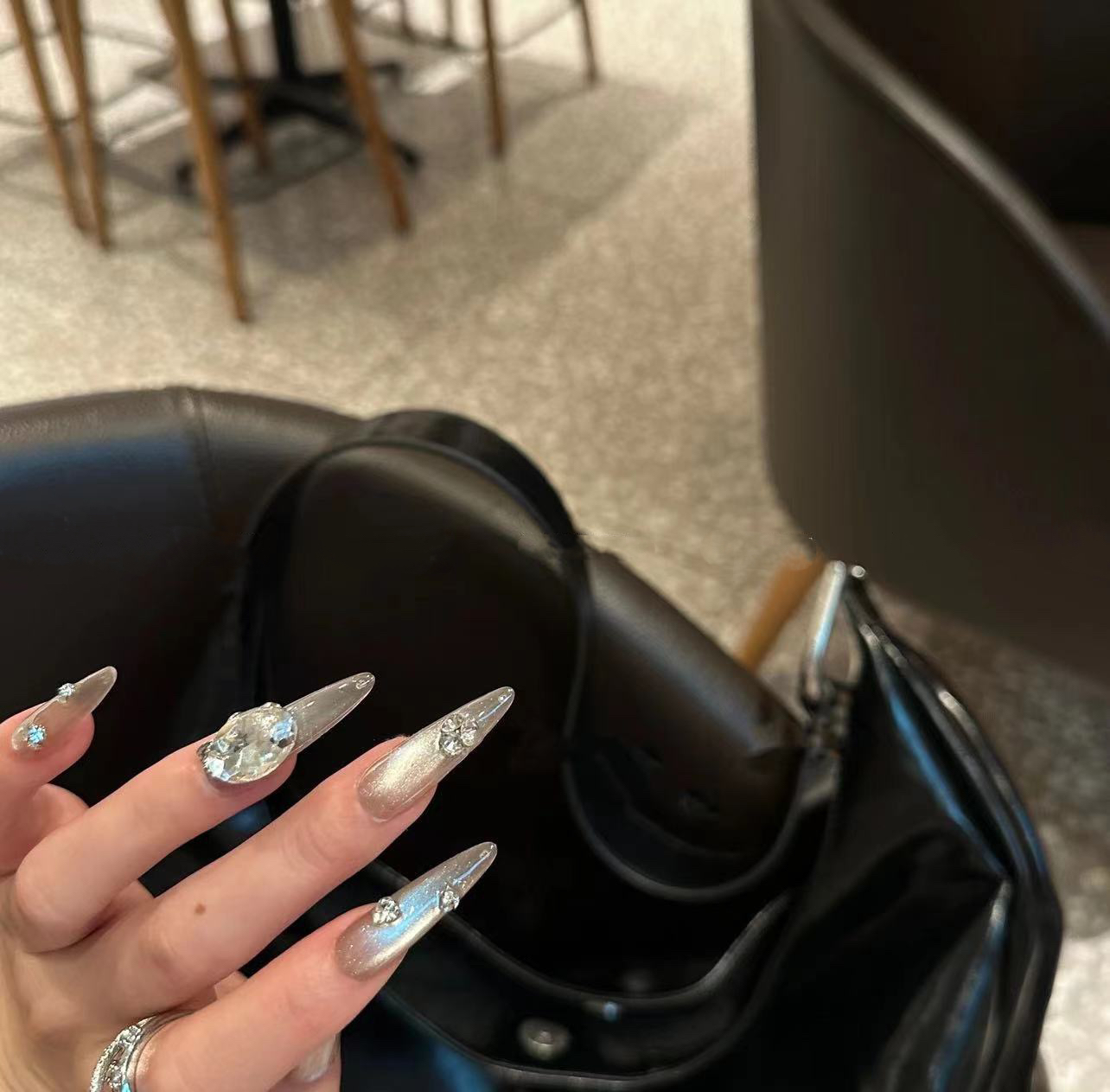 【星空海】秋季新品纯手工穿戴甲纯欲轻奢御姐爆闪猫眼钻球