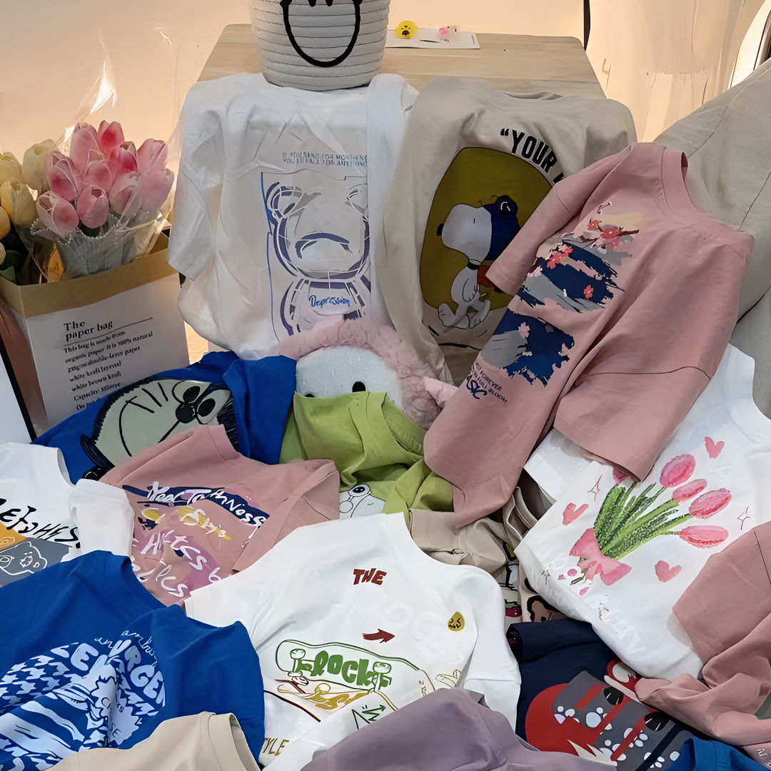 夏季新款T恤 潮流百搭短袖 圆领休闲风 时尚印花 男童女童 两件