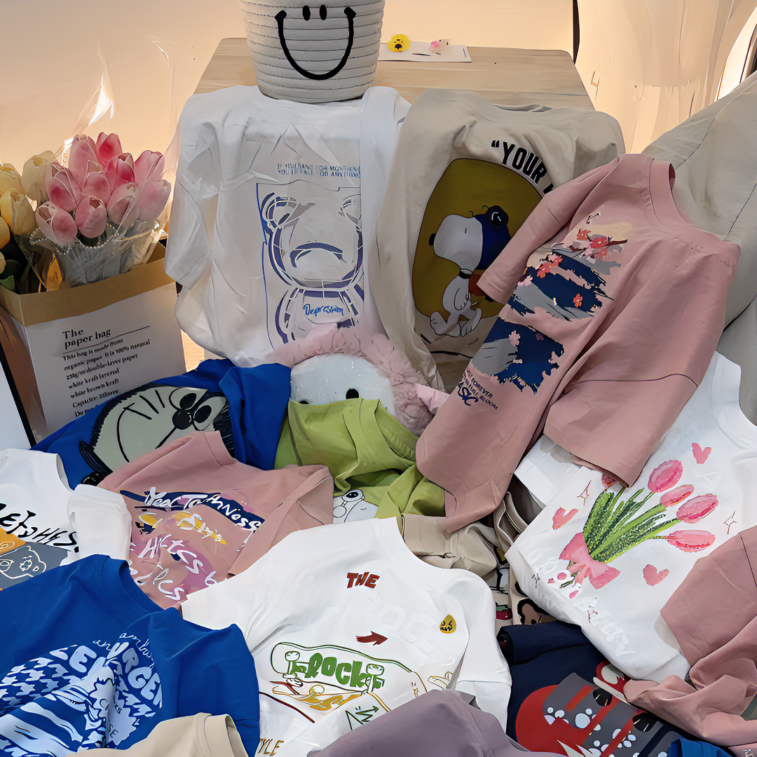 夏季新款T恤 圆领款式百搭休闲 时尚印花 风格新颖 5件+小吊带