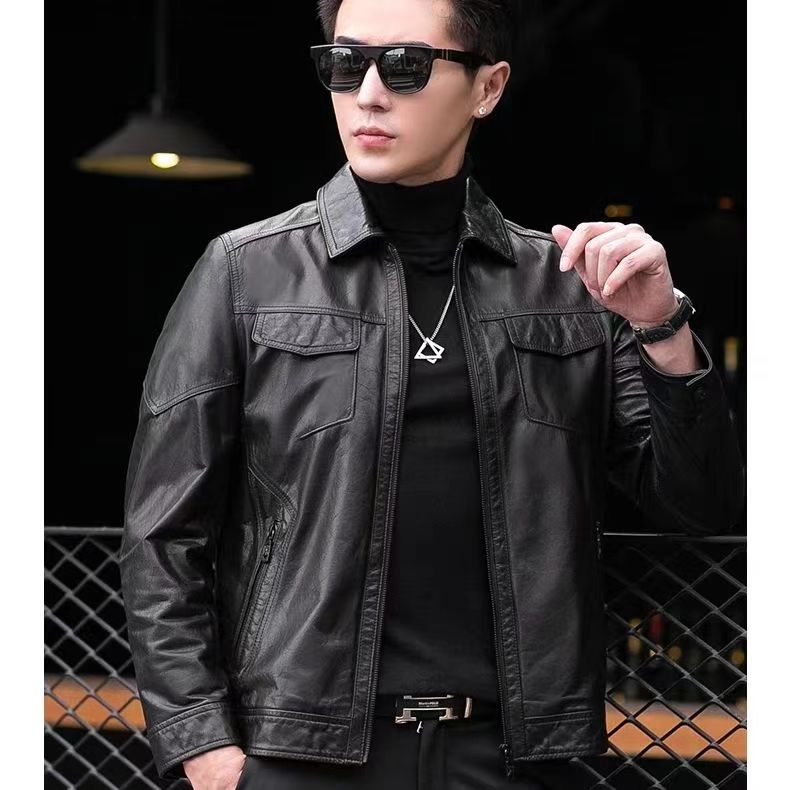 直播间为主私拍随机发货男士皮衣短款时尚休闲百搭潮流修身翻领