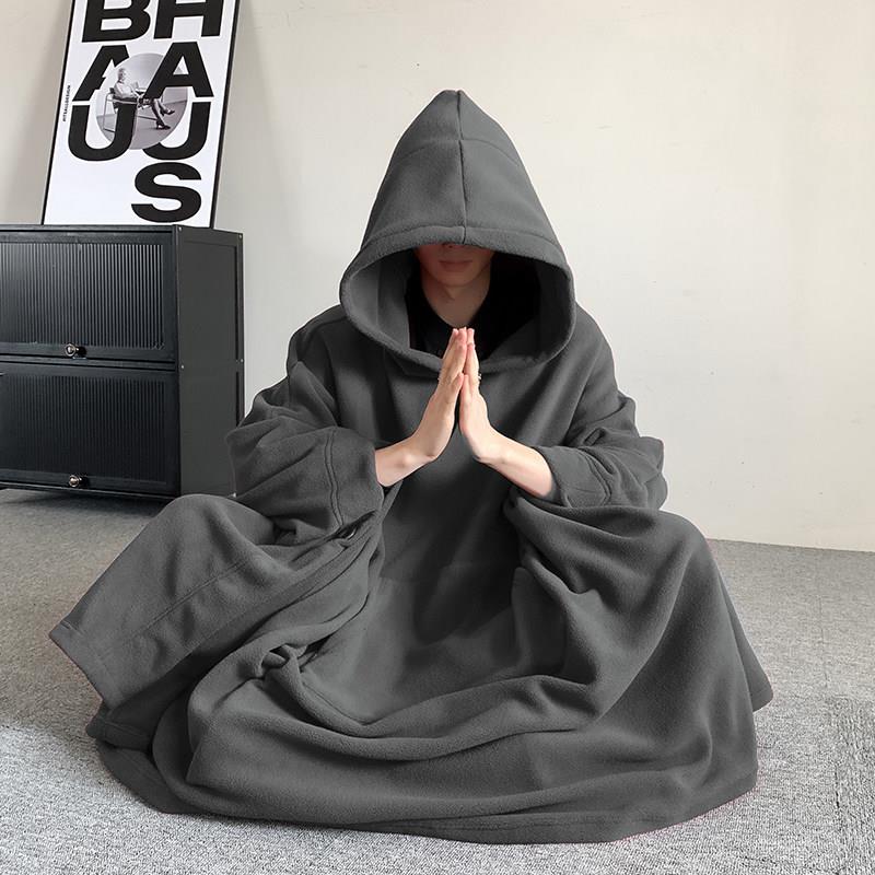 中国风中长款佛系禅服男款禅修斗蓬打坐披风式出家人僧服古风睡袍