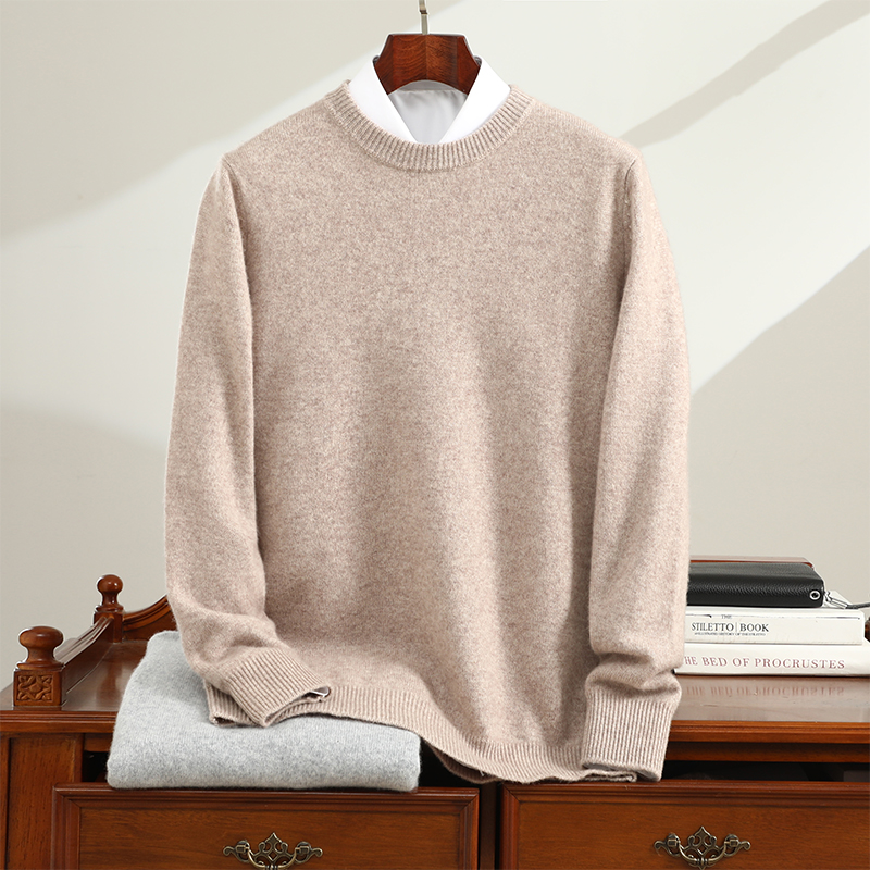 7针加厚圆领山羊绒针织打底商务轻奢双股秋冬爆款羊毛衣宽松套头
