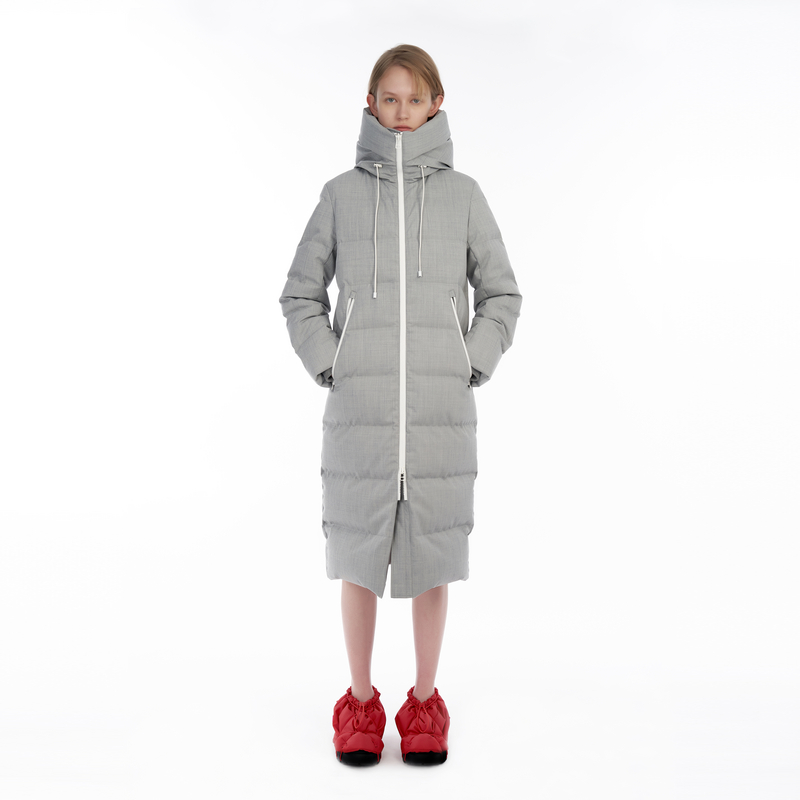 IIIVIVINIKO"进口环保羊毛材料'进口覆膜长款羽绒服M349114128F