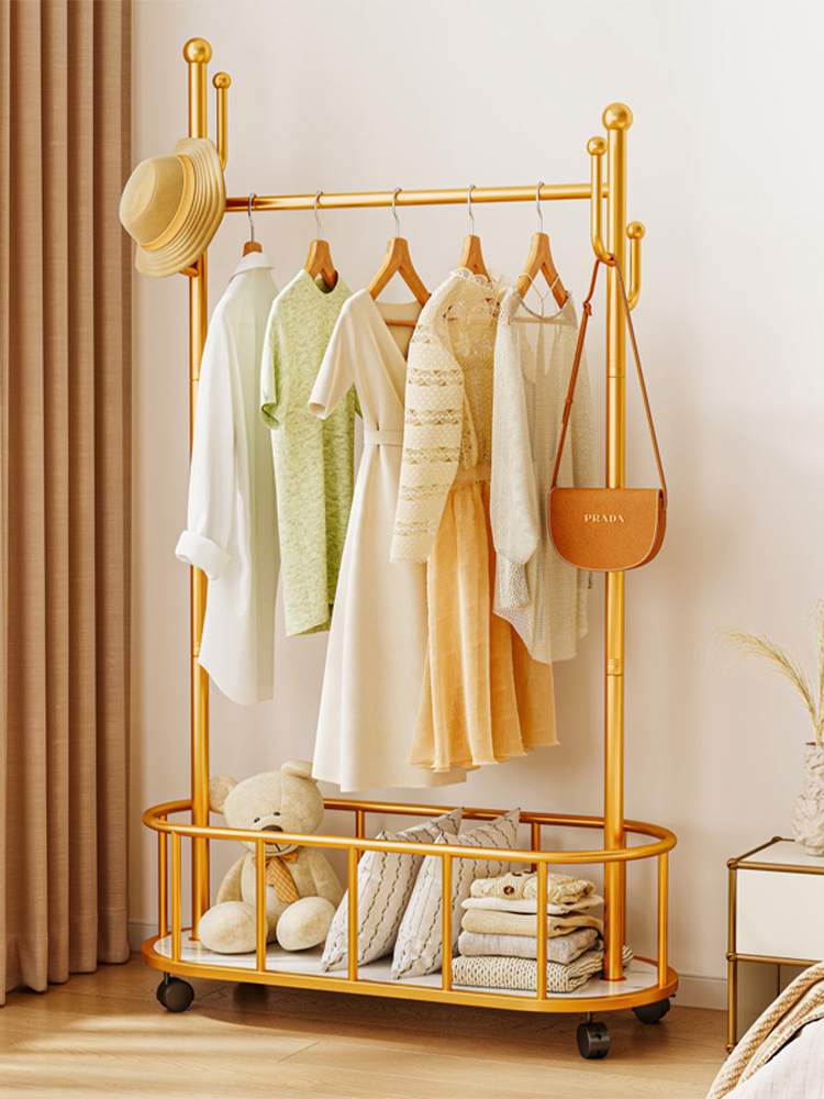 轻奢衣帽架房间衣架落地卧室家用衣服收纳架移动网红挂衣架置物架