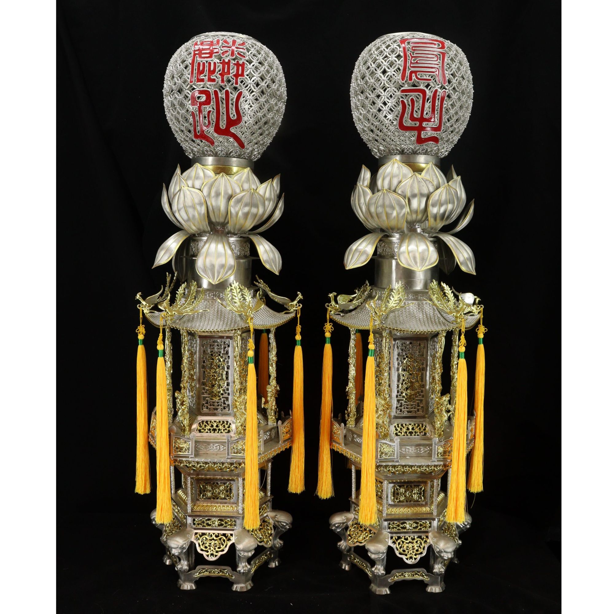 宏达臻锡手工锡雕太子灯供灯安金彩绘供奉专用节日供灯