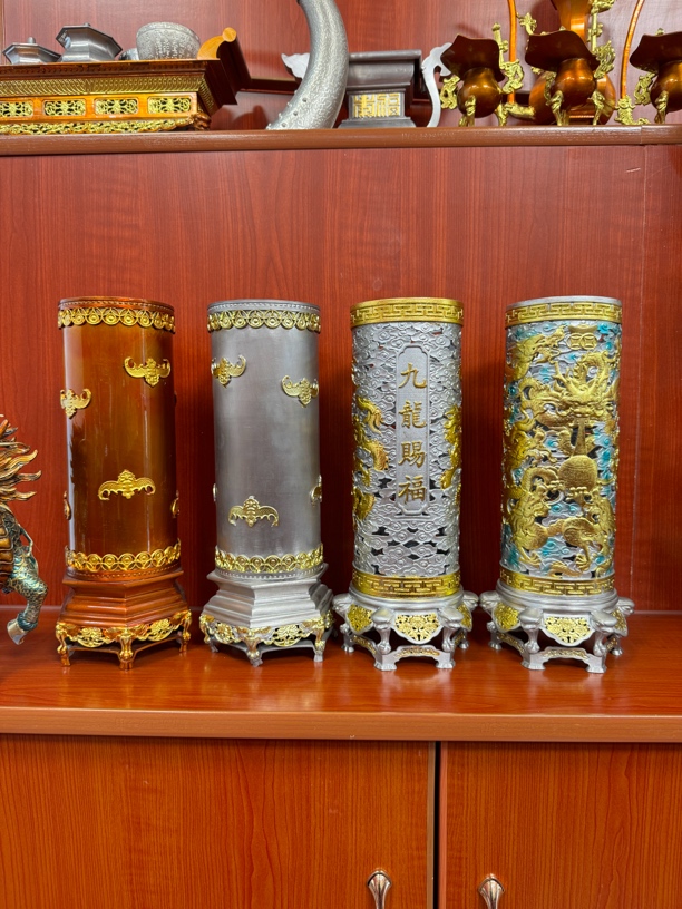 宏达臻锡手工制作九龙香筒