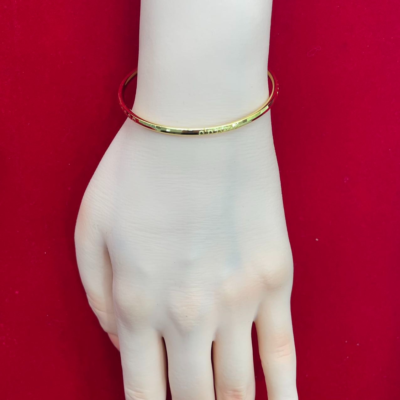 足银手镯 矩形五钻手镯 足银999.9  