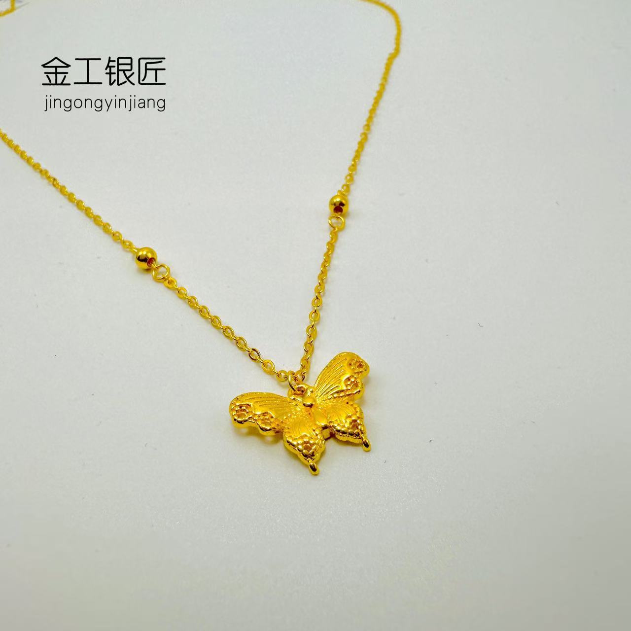 链子足银 小蝴蝶套链 时尚经典精美