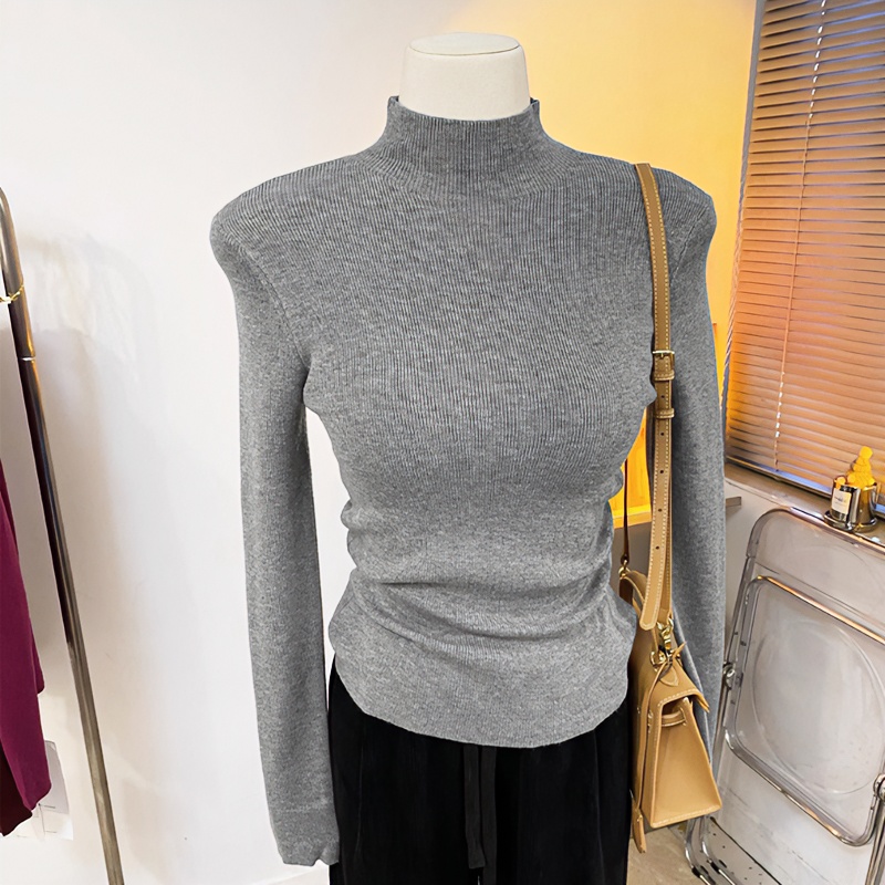 半高领针织衫女装秋冬内搭长袖打底衫冬季中领高级感毛衣显瘦网红