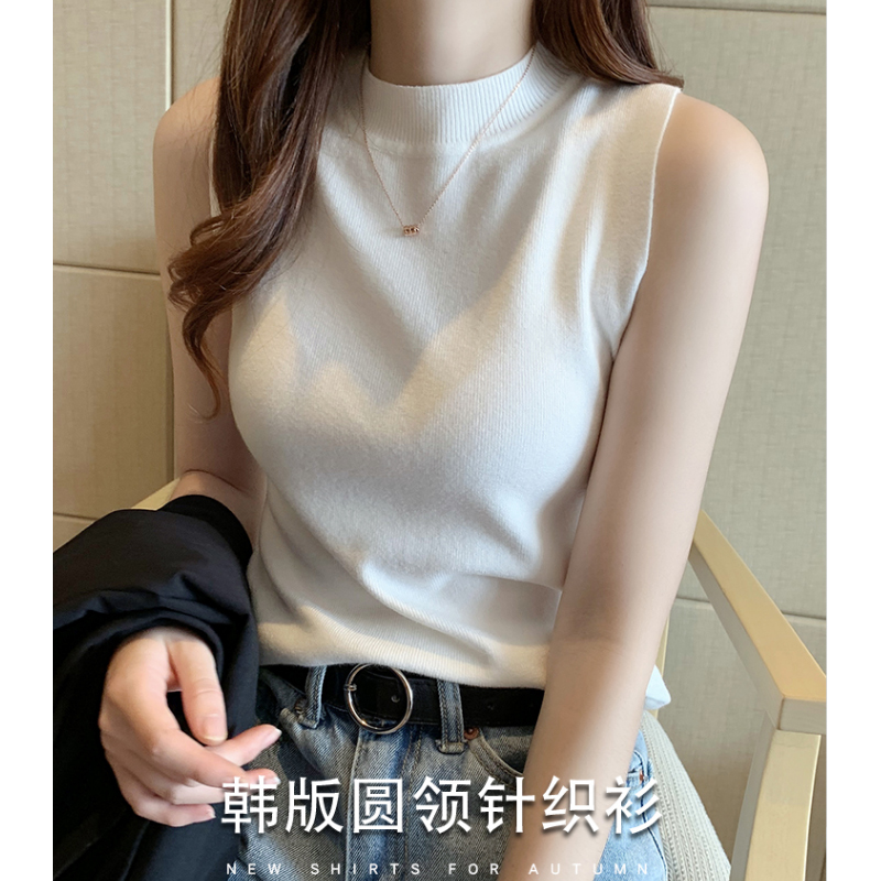 半高领针织背心女中领无袖打底衫纯色秋冬内搭上衣2025年新款毛衣