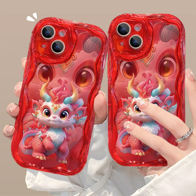 国风粉色龙宝适用iphone15/13苹果14手机壳华为viv小米oppo防摔软