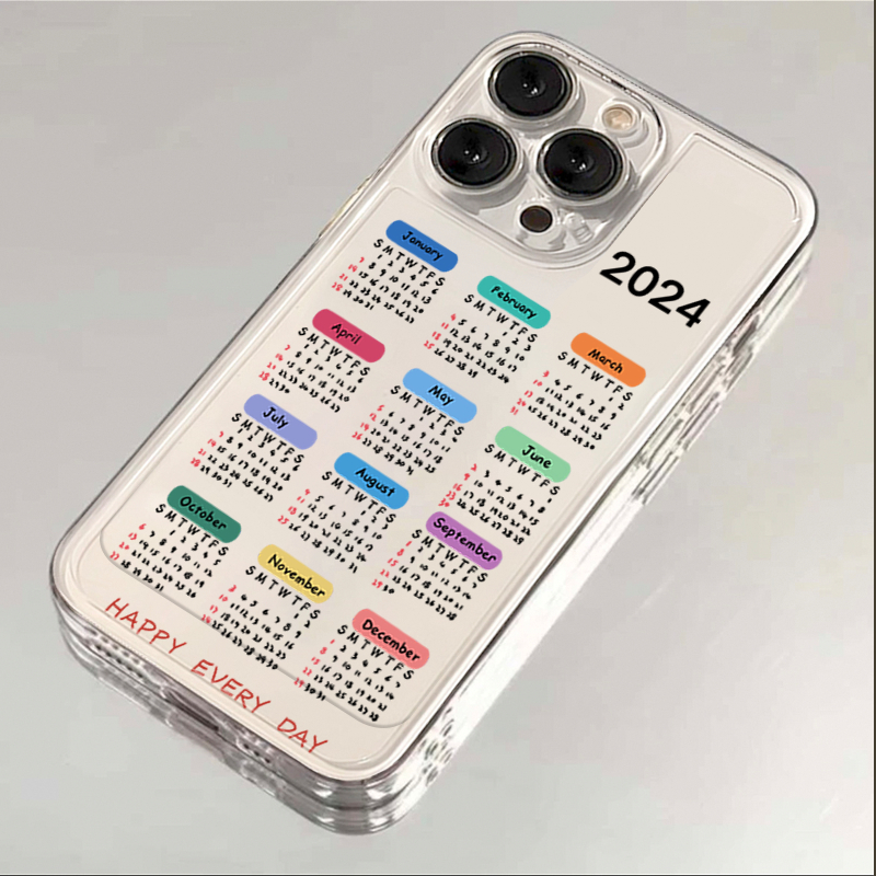 2024年日历图苹果华为oppo小米vivo全包iPhone12/13/14/15手机壳