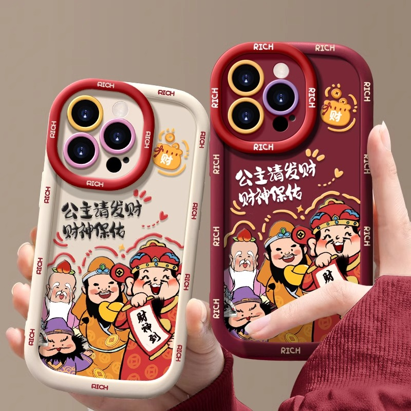 发财财神适用iphone15/13苹果14手机壳华为vivo小米oppo防摔软套