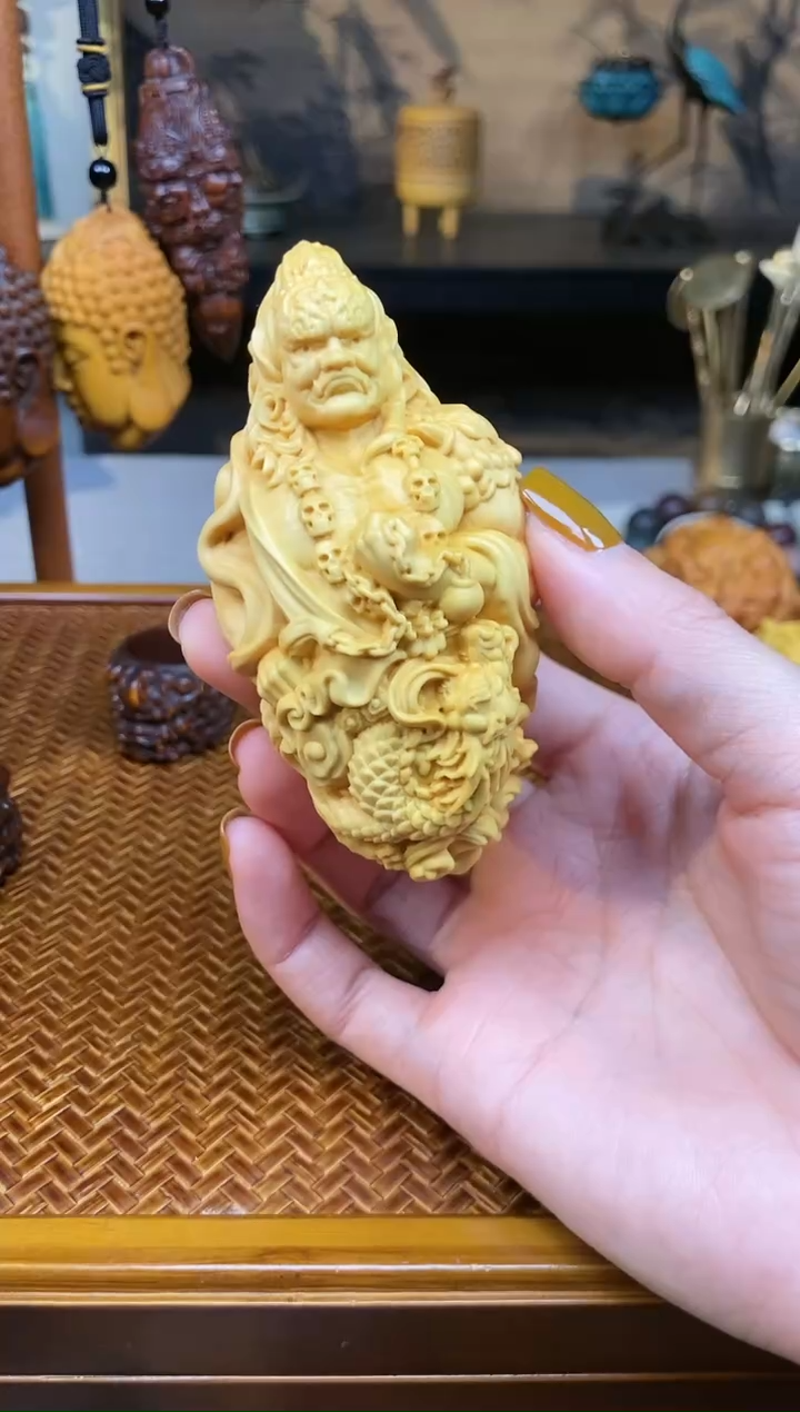 【闪购商品】黄杨木根雕黄杨木不动明王手把件 默认手把绳