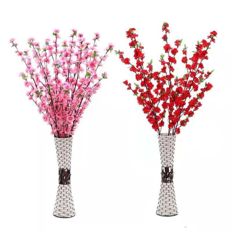 花单支假花桃花7叉大把仿真桃花绢花假花仿真植物插花摆件客厅