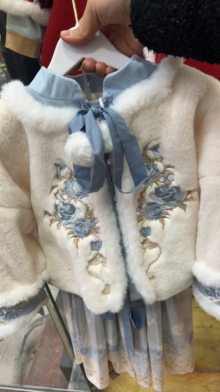 女童古风马面裙秋冬加厚加绒汉服唐装拜年服