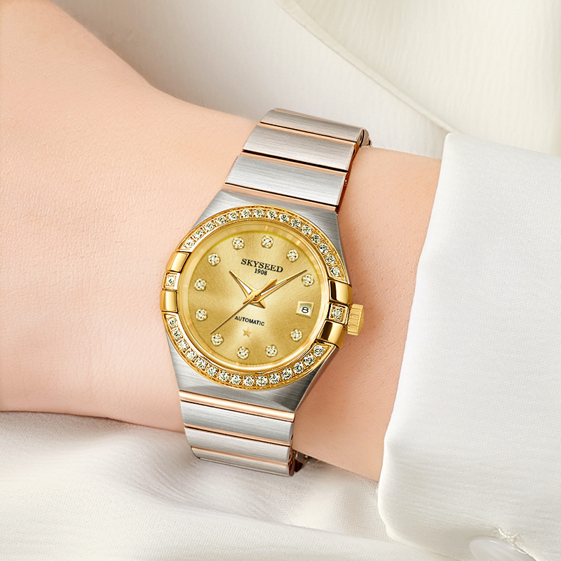 轻奢女款全自动机械表日历+镶钻款（欢欢）