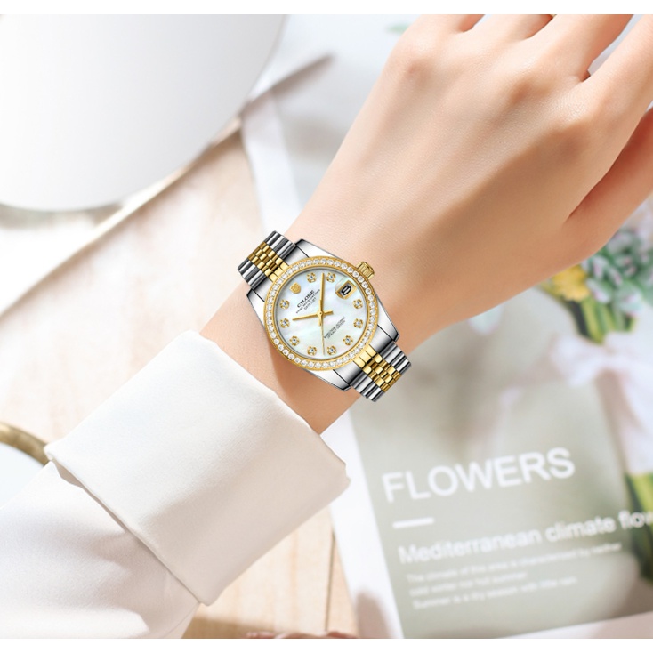 新款女士全自动机械腕表镶钻女表（多多）