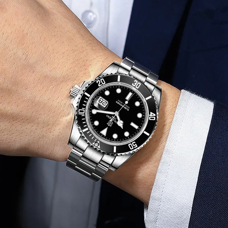 男士全自动机械腕表陶瓷表圈放大镜面日历款多功能男腕表（李总）RD