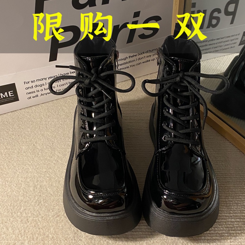 百丽纯爱厚底英伦风百搭小个子马丁靴女2023秋季新款复古甜酷大
