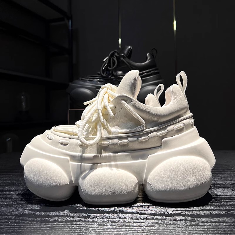 百丽纯爱厚底老爹鞋2023新款女款真皮运动松糕鞋朋克风增高潮酷面