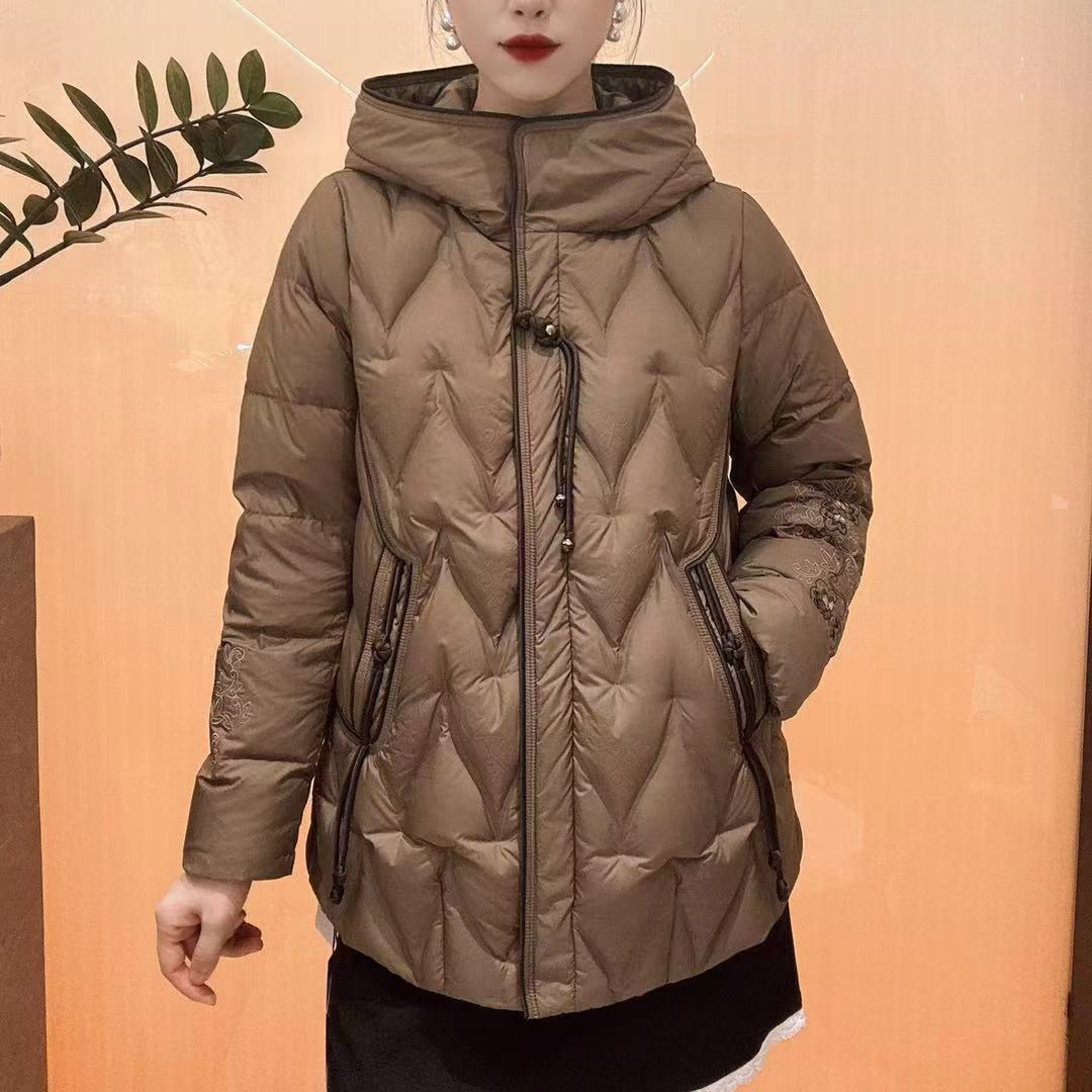 【佳鑫香云纱】新中式盘口冬季新款国风妈妈装鹅绒服YNYL-Y68678