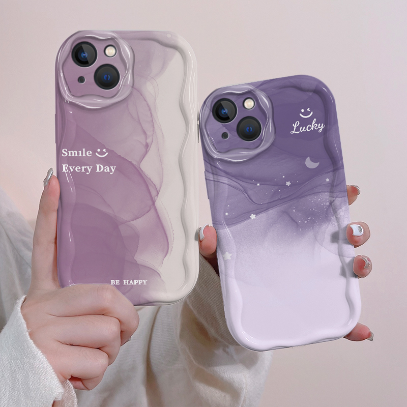 苹果15奶油手机壳XR全包14promax渐变晕染紫华为VIVO小米荣耀OPPO