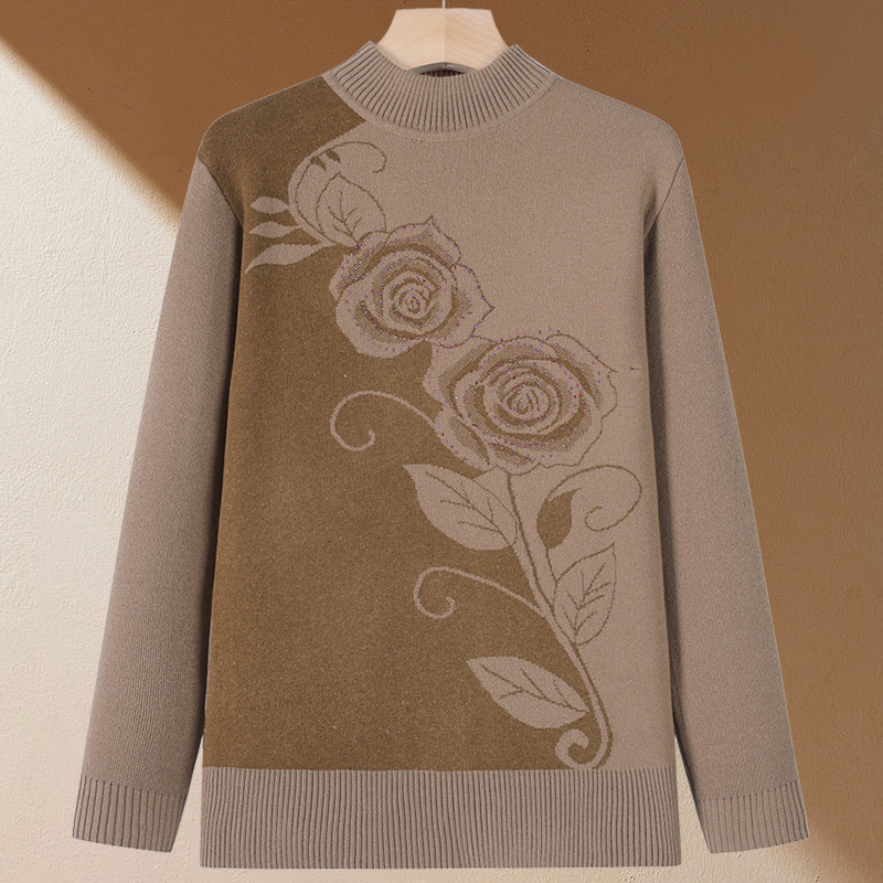 中老年女装毛衣针织衫大码秋冬妈妈装加绒加厚宽松中年打底衫毛衣