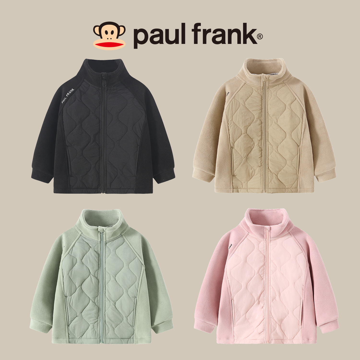 paul frank大嘴猴校服神器冬季儿童棉衣厚款奥粒绒棉服外套CHB028