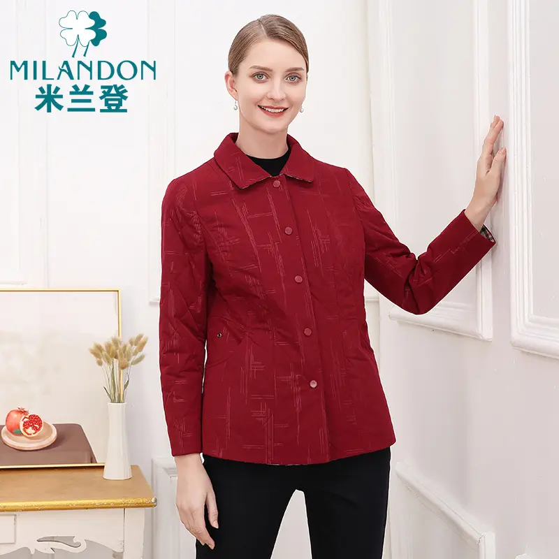 MILANDON/米兰登冬季新款翻领大码女棉衣厚棉服外套保暖1O450105