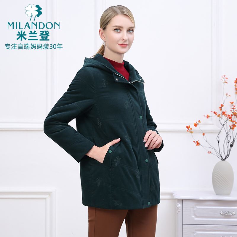 MILANDON/米兰登2024冬季加绒灯芯绒棉衣女保暖条绒外套1P450110