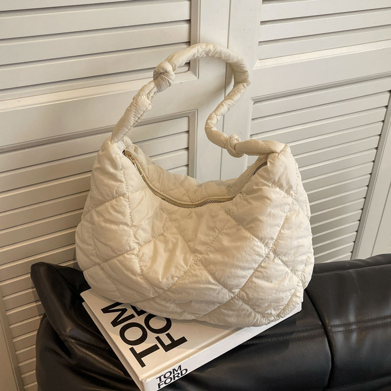 时尚百搭大容量饺子包2024新款包包菱格休闲斜挎包单肩通勤托特包