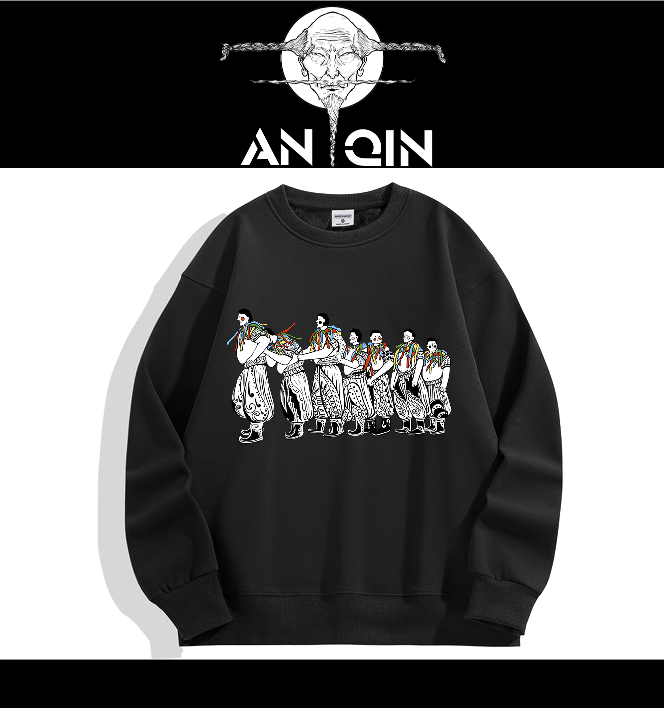 【博客】460克ANQIN昂沁民族圆领ins风卫衣