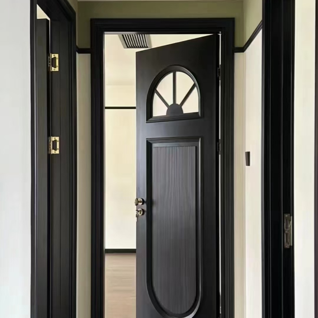 逸品实木门开玻孔插艺术玻璃