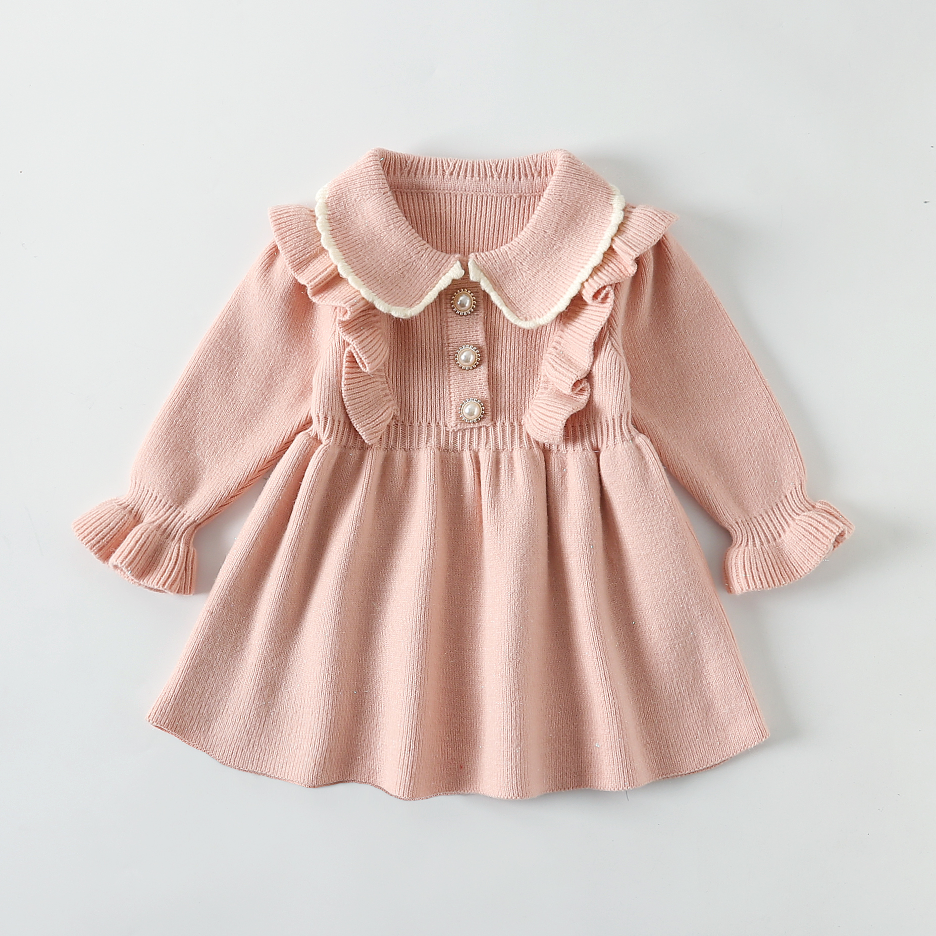 女宝宝针织连衣裙2024春秋新款韩版1-3岁6小童女童公主裙儿童裙子