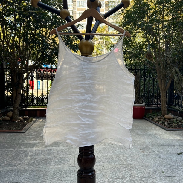 纯苎麻下摆开叉吊带女背心打底白色夏季无袖百搭时尚