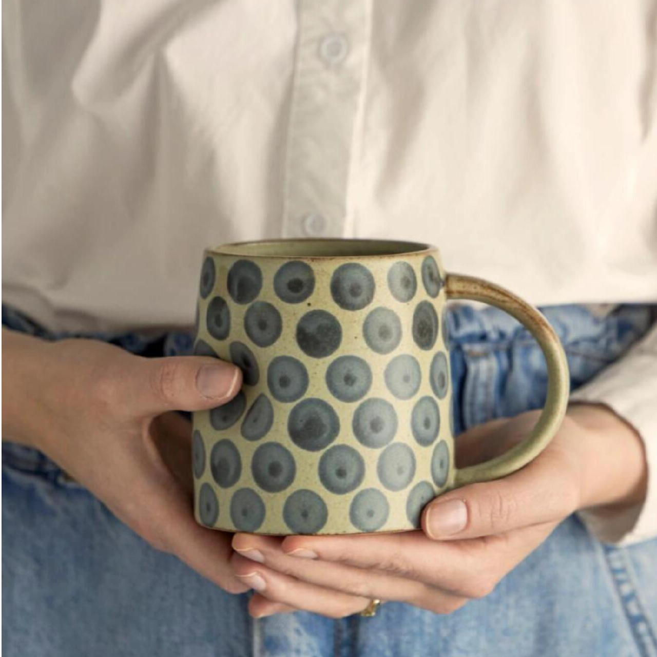 手作蓝莓马克杯.粗陶青花大容量Tinni手捏马克杯牛奶杯子/出丹麦